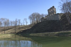 Ruina zamku w Świętokrzyskim, w miejscowości Międzygórz.