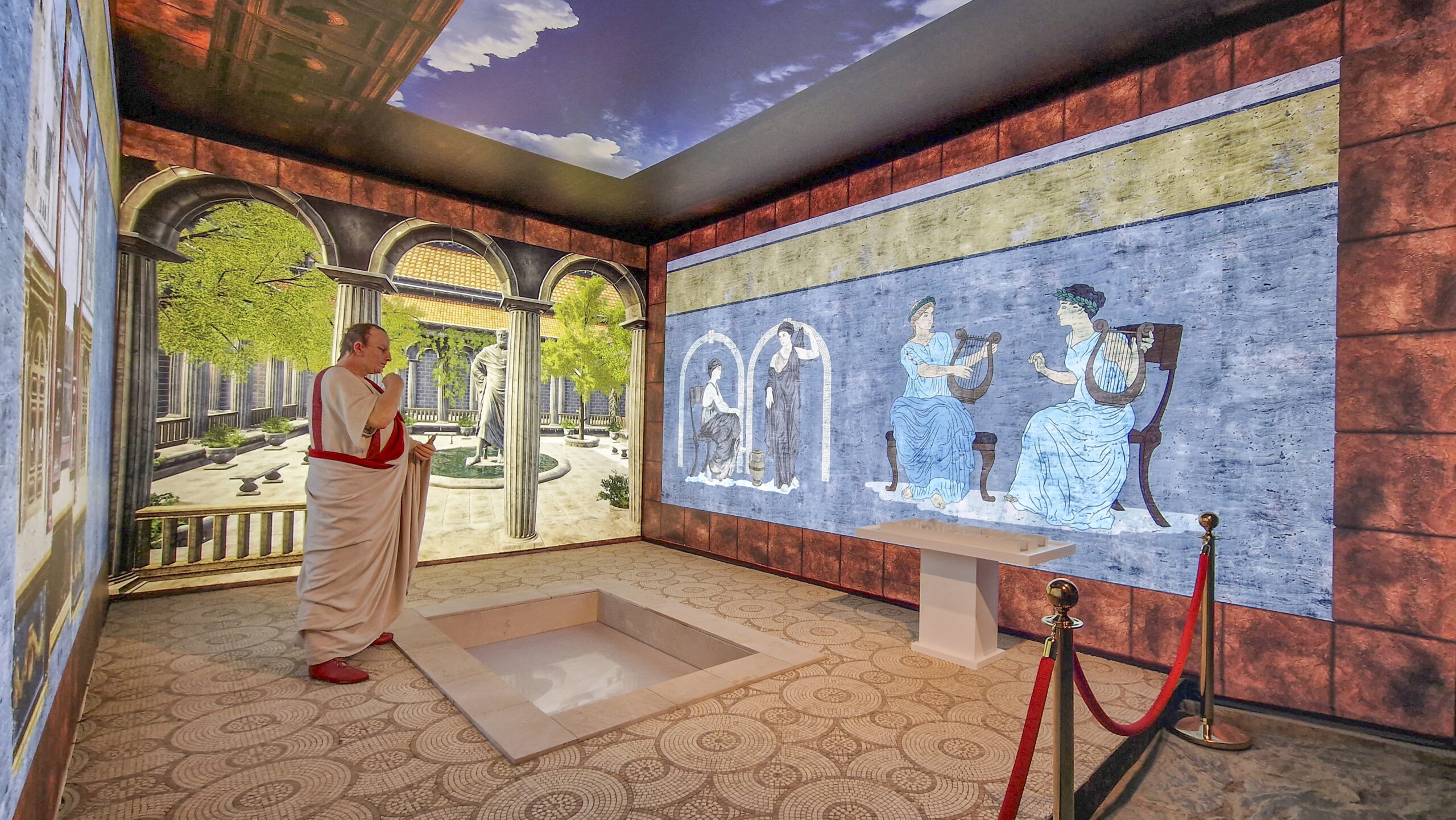 Prezentacja mieszkania w Imperium Rzymskim, ekspozycja w Muzeum Starożytnego Hutnictwa.